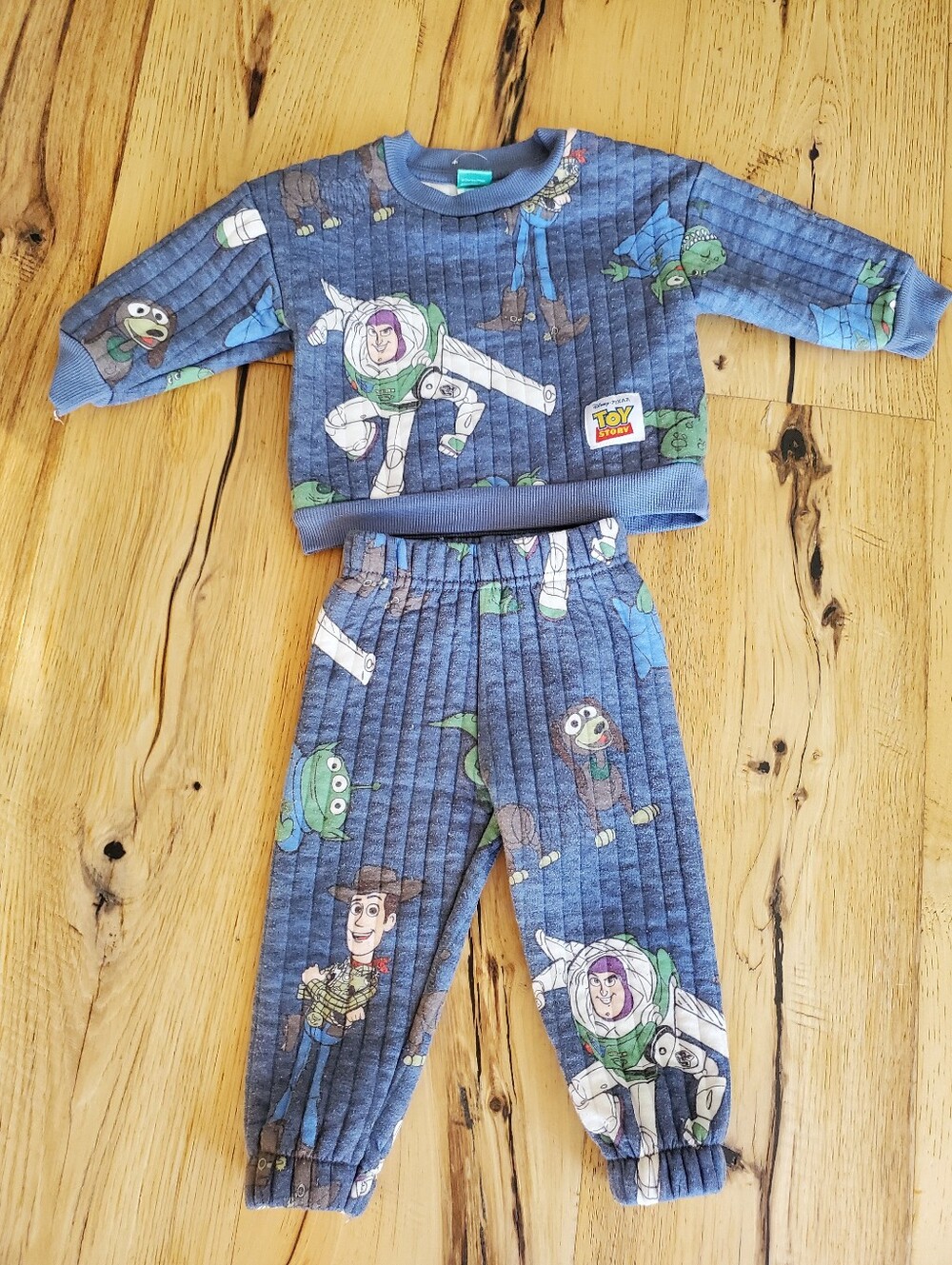 Disney Kids Blue Toy Story Buzz Lightyear and Woody Quilted Pajama Set